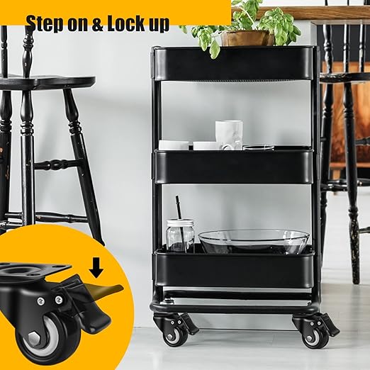 QNCZ 2" Caster Wheels, Casters Set of 4 Heavy Duty but Silent, Excellent Locking Casters with Polyurethane (PU) Wheels, Swivel Plate Castor Wheels for Cart, Furniture, Workbench
