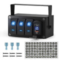 Joinfworld 3 Gang Marine Rocker Switch Panel 12V Rocker Switch Box SPST ON/Off with Dual USB Outlet PD Type C & QC 3.0 Car USB Port and LED Voltmeter for Boat Marine Automotive Car Truck RV UTV
