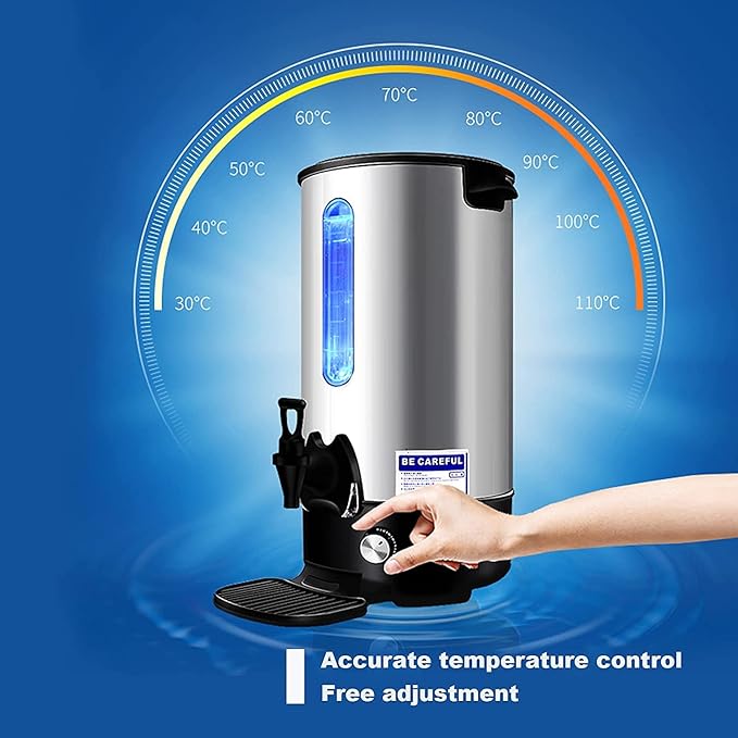 INTBUYING Stainless Steel Large Capacity Commercial Office Kitchen Hot Water Dispense Boiler Instant Boiling Machine Heater Electric Kettle Temperature Control for Coffee Tea with Faucet Tap-12.9L