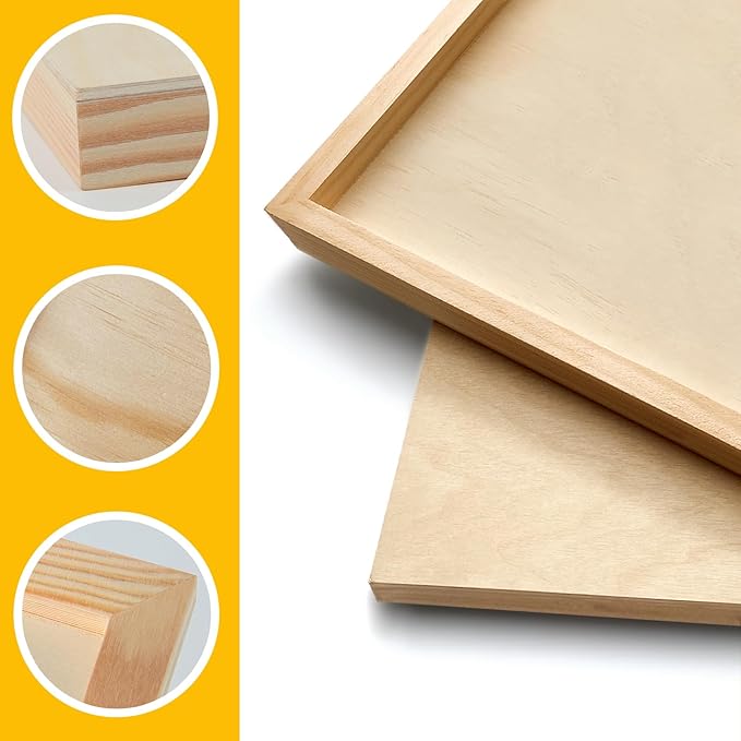Falling in Art 2 Pack Unfinished Wooden Canvas Panels, 6x12 Gallery Birch Wood Panels Kit, 1 1/2" Deep Art Cradle Boards for Acrylic Painting, Pouring and Burning