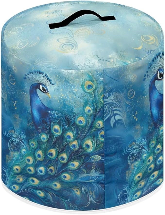 Xoenoiee Peacock Pattern Kitchen Appliance Dust Covers with Pockets, Electric Pressure Cooker Cover for 3qt Compatible with Crock Pot, Rice Cooker Cover, Small