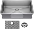 DELTA FAUCET Delta Lenta 32-inch Undermount 16 Gauge Stainless Steel Single Bowl Kitchen Sink with Accessories, 953034-32S-SS, Satin