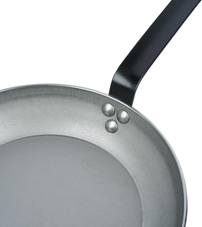 Restaurantware Fry Pan 1 Pack of 10.2 Inches Carbon Steel Non-Stick Searing Pan With Ergonomic Handle Silver For Sauteing and Omelets