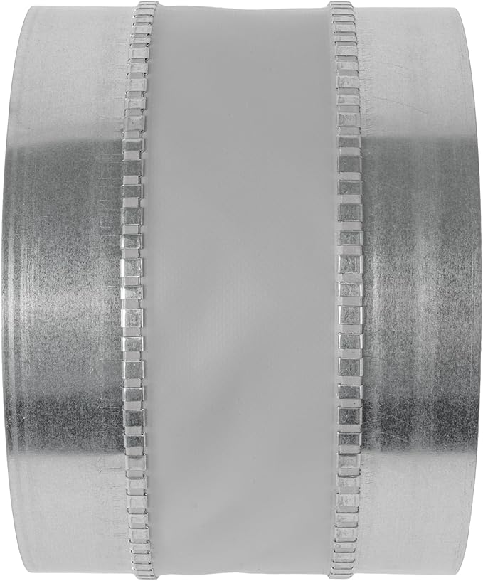 Vent Systems 8" Inch Flexible Vibration-Reducing Female Fit Duct Connector – Galvanized Steel Coupling for Joining Two Male Duct Fittings – HVAC Ventilation Inline Noise-Reducing Coupler