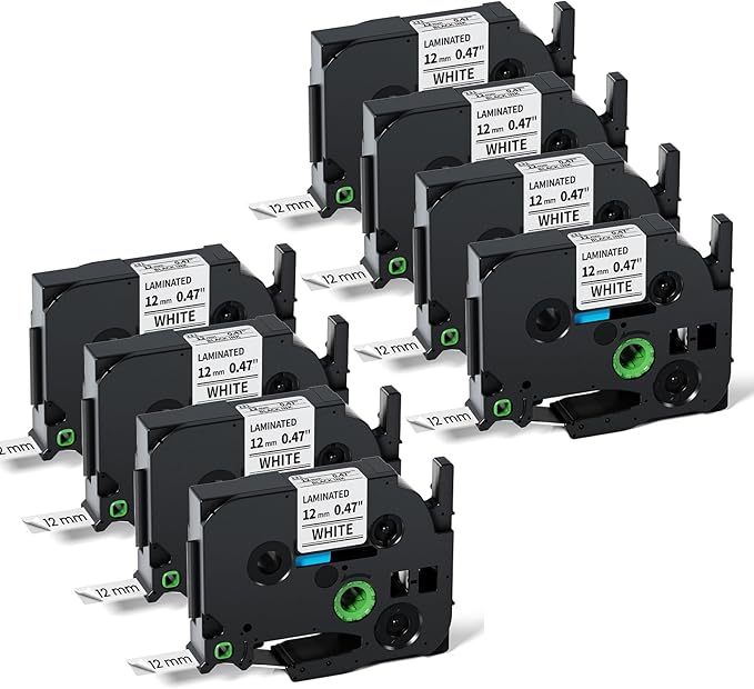 Labelife 8-Pack TZe-231 TZe231 Label Maker Tape Replacement for Brother P Touch Label Tape TZe TZ Tape 12mm 0.47 Laminated White, Compatible with Brother PT-D210 PT-D220 PT-H110 PT-D400 PT-D600