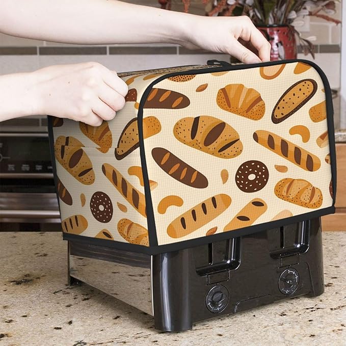 Toaster Cover 2 Slice Various Pastries Bread Waterproof Appliance Cover with Hang Loop Bread Baker Toaster Cover for Kitchen