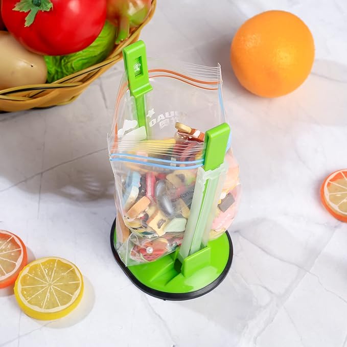 4 Pcs Baggy Rack, Freezer Bag Holder Stand, Adjustable Food Storage Holders, Plastic Food Prep Bag/Zip Lock Bag Holder Stand, for Food Meal Prep Bag, Kitchen Gadget (4)