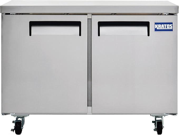 Kratos Commercial Undercounter Freezer, 2 Door 48" Wide All Stainless Steel Freezer for Restaurants, 11.9 Cubic Ft, 115V (67K-305)