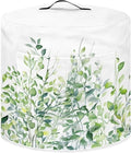 Insulated Pressure Cooker Appliance Cover for Rice Cooker, Air Fryer and Crock Pot, 6 Quart Dust Cover with Pocket for Spoon/Cooking Utensils/Recipes, Indoor Decor, Green Leaf White