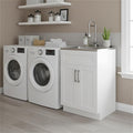 SIMPLIHOME Hennessy All-in-One 24 inch Wide Utility Sink and Laundry Cabinet in Glacier White Finish, Transitional Stainless Steel Sink Cabinet for Laundry Rooms with High-Arch Chrome Faucet