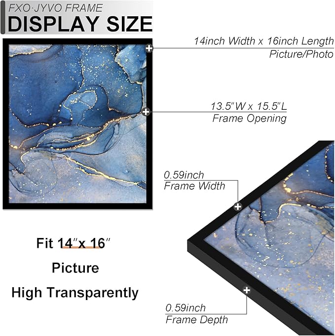 14x16 Picture Frame Set of 6, Black Frame for 14 x 16 Inch Picture Poster Photo, Light Weight and High Transparent 14 by 16 Frame for Wall - 6 Pack/Black/14 x16