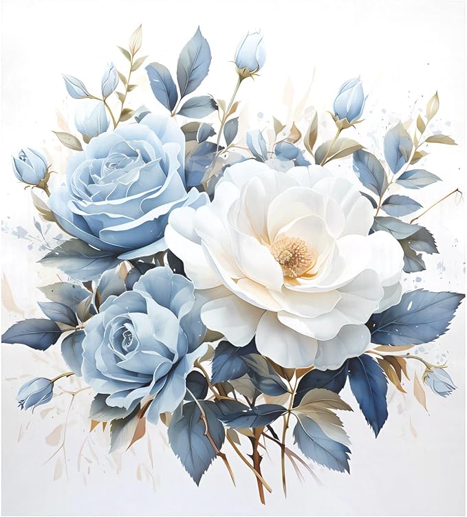 senya Dishwasher Magnet Cover Panel for The Front Blue-white Roses Dish Washer Door Sticker