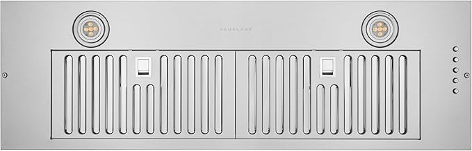 Hauslane Range Hood Insert 36 Inch, Hood Vent for Kitchen | Low Noise Performance, Professional-Grade Baffle Filters, LED Lamps, Stainless Steel Ductless Range Hood, Kitchen Vent Hood 11.25” Deep