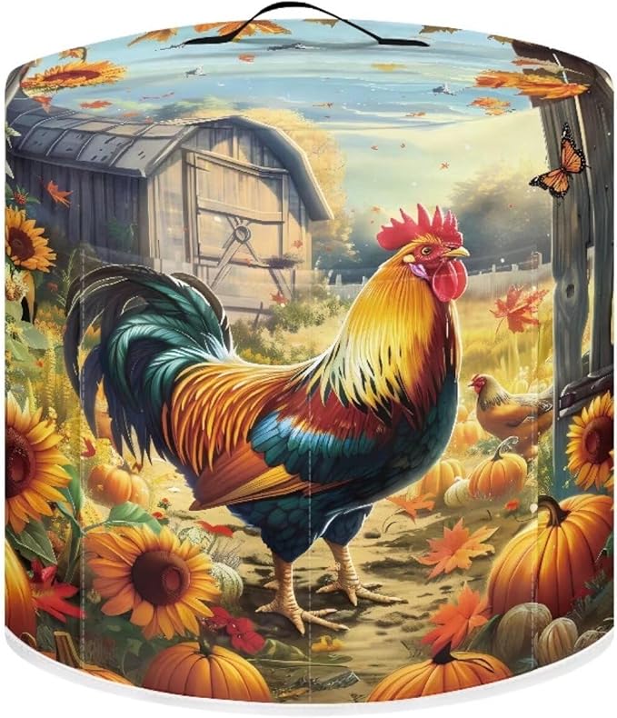 Rooster Sunflower Dust Cover for 6 Quart Instant Pot and Extra Accessories, Dust Proof Easy to Clean Pressure Cooker Cover Electric Appliance Cover Air Fryer Accessories with Storage Pocket
