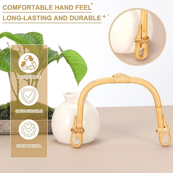 uxcell Bamboo Teapot Handle U-Shape Handle Replacement for Span 4.3-5.1 Inch Ceramic Pottery Tea Pots Tea Kettle Accessories Supplies, Rattan Winding