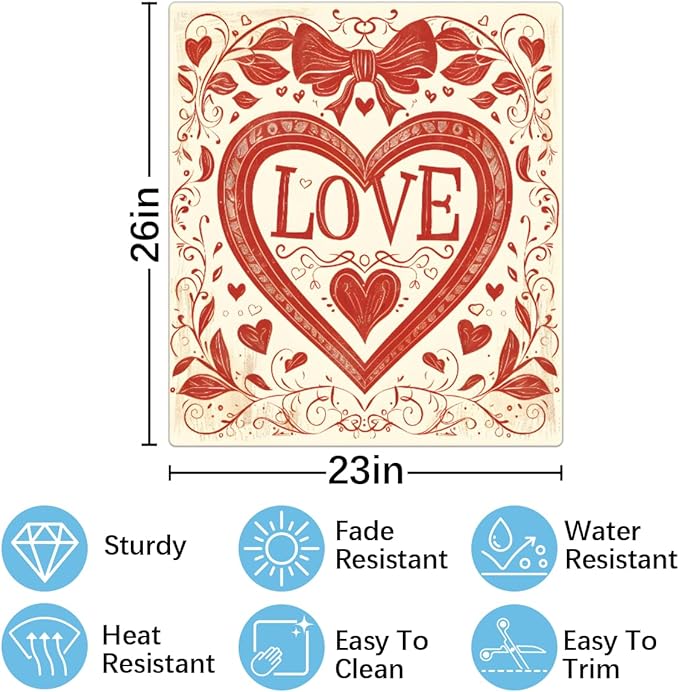 Valentine's Day Bow Love Flower Dishwasher Magnet Cover, Reusable Refrigerator Panel Stickers Microwave Front Door Covers Magnets for Kitchen Home Appliances Holiday Party Decorations 23 X 26 in