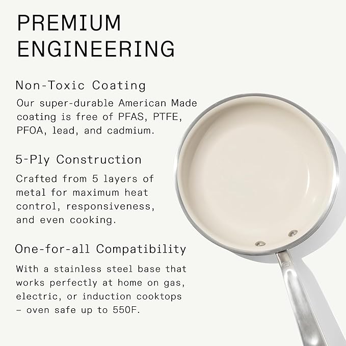 Made In Cookware - 8" Ceramic Non Stick Frying Pan (Stainless Handle) - 5-Ply Stainless Clad with Stay-Cool Handle - Professional Cookware - Induction Compatible