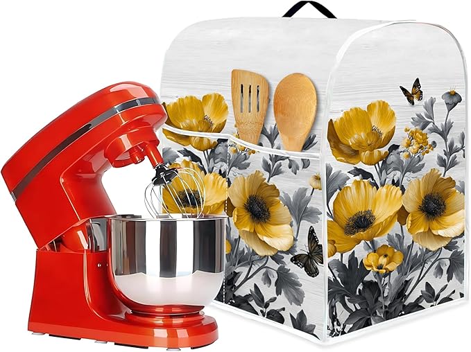 Mixer Dust Cover for 6-8 Qt Stand Mixer, Cloth Cover with 2 Storage Pockets for Stand Mixer Protective Covers Large for 6-8 Quart Mixer