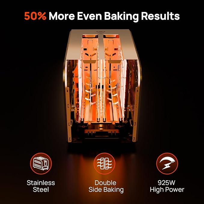 2 Slice Toaster, Consciot Smart Touchscreen Toaster with 6 Browning Levels, Reheat/Defrost/Cancel Functions, Extra-Wide Slots, Removable Crumb Tray, Auto Pop-up & Anti Jam, Peak 925W, Stainless Steel