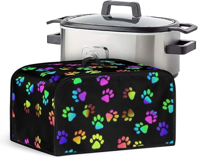 Colorful Dog Paws Slow Cooker Bag - Compatible with 6-8 Quart Oval Slow Cooker - Easy to Fold