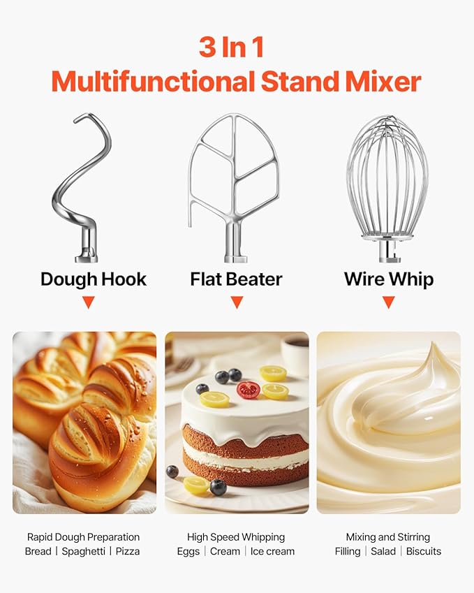 Happybuy 20Qt Commercial Food Mixer with Timing Function， Commercial Mixer 1100W Stainless Steel Bowl Heavy Duty Electric Food Mixer Commercial with 3 Speeds Adjustable, Perfect for Bakery Pizzeria