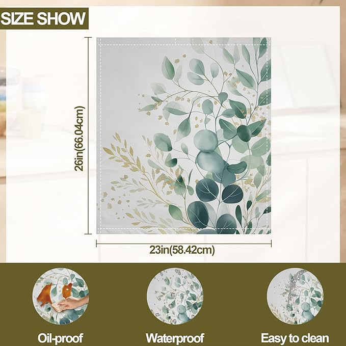 Magnetic Dishwasher Cover,Eucalyptus Greenery Reusable Dishwasher Magnetic Cover Gold Foil Decorative Door Covers Panel for Home Kitcen 23" x 26"