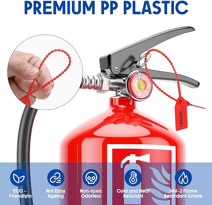 1000 Pcs Plastic Tamper Seals Fire Extinguisher Tags Security Tags Seals Safety Numbered Zip Ties Labels Safety Disposable Self Locking Signage 250 mm Length (Red)