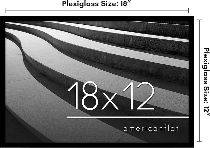 Americanflat 18x12 Picture Frame with Polished Plexiglass - Streamline Collection - Thin Border Picture Frame for Wall Display - Hanging Hardware Included - Black