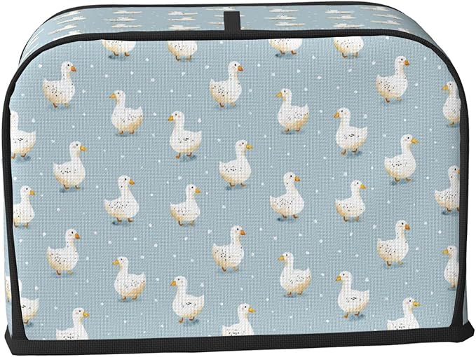 2 Slice Toaster Cover for Kitchen Geese Pattern Pastel Waterproof and Dustproof Toaster Dust Cover with Side Pockets Decorative Universal Cover for Wide Slot Toasters and Small Appliances