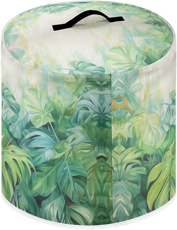TODIYADDU Tropical Palm Leaves Pressure Cooker Cover with Handle and Storage Pocket for Extra Accessories Portable Kitchen Small Appliance Dust Cover Protective Case