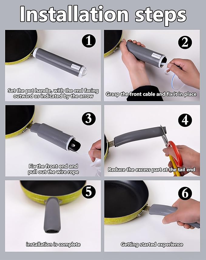 Upgraded Silicone Pan Handle Sleeve - Heat-Resistant&Non-Slip Cast Iron Handle Cover for Pots and Pans - Multipurpose Kitchen Protection(2pcs Large)