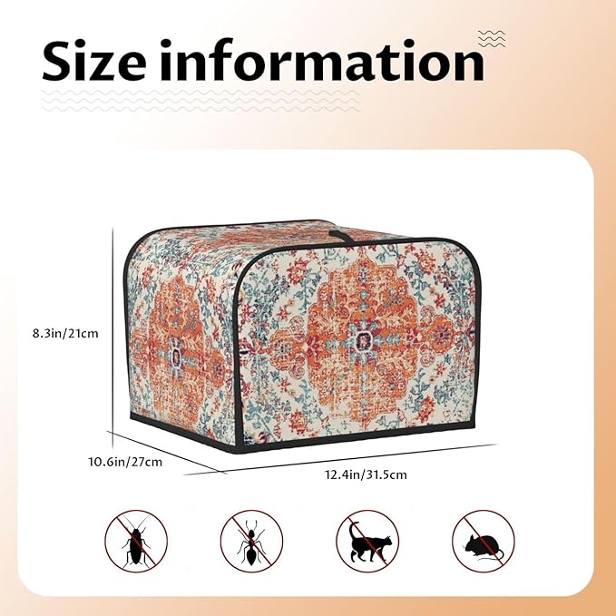 Ethnic Boho 4 Slice Toaster Cover, Waterproof Toaster Dust Cover Bread Maker Protective For Small Kitchen Appliance Dining Room Table Home Decor Gifts