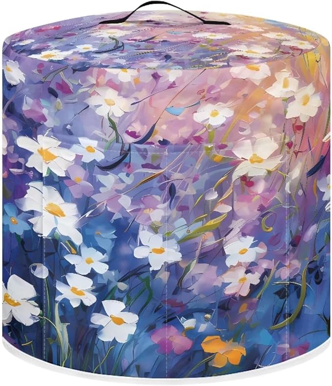 Flashideas Daisy Print Dust Cover for 8 Quart Instant Pot and Extra Accessories, Dust Proof Easy to Clean Pressure Cooker Cover Electric Appliance Cover Air Fryer Accessories with Pocket