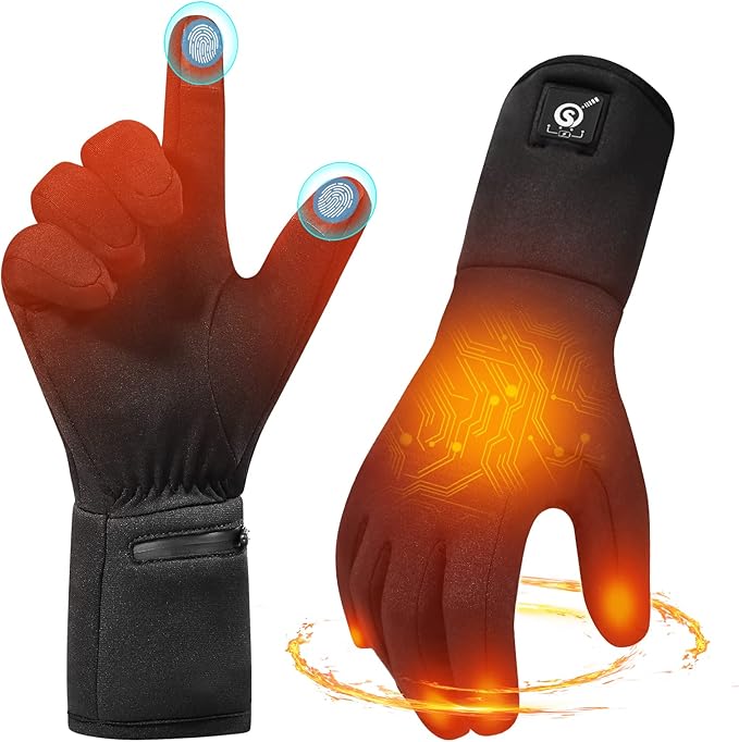 Heated Gloves for Adults - Rechargeable Battery, 3 Heat Settings, Water Resistant Touchscreen Compatible for Women Men Winter Sports, Motorcycling, Hunting Outdoor Activities