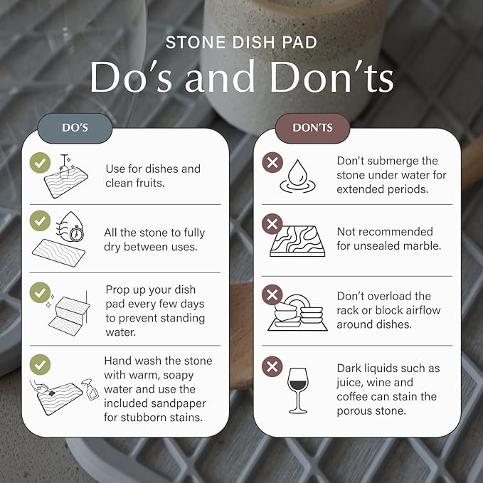 Dorai Home Collapsible Dish Drying Rack and Stone Dish Pad – Large Foldable Drying Rack with Instant - Dry Stone Mat –Space-Saving Drainer Rack for Kitchen Counter - 24.6" x 16.5", Slate