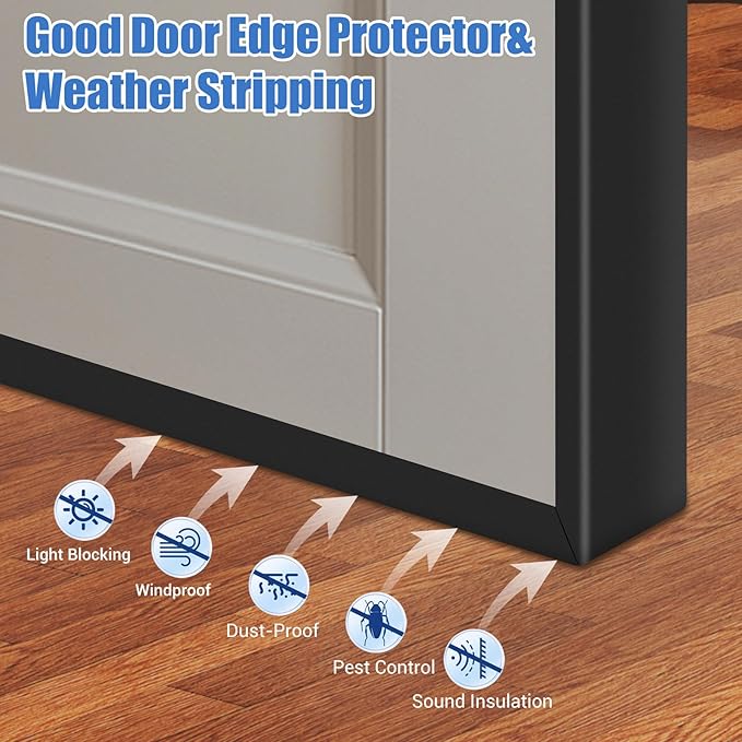 Rubber Edge Trim, Self-Adhesive U Shaped Edge Protector for Plywood, Cabinet, 1-5/8" Wood Edge Banding, Flexible Furniture Repair, EPDM Material, Fit 1-5/8"(41mm), Length 20Ft, Black