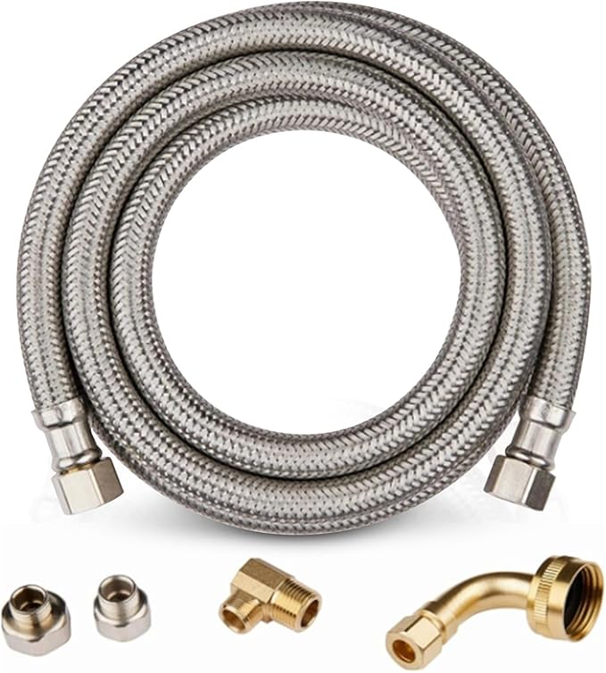 1 Pack Foskan 6FT Dishwasher Installation Kit,With Compression Connection,Stainless Steel Supply Line For Standard Dishwashers （6FT）