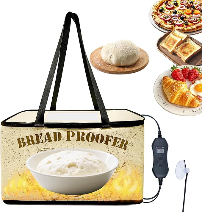 Dough Proofing Box, Portable Dough Proofing with NTC Sensor Temperature and Timer Controller,Auto Shutdown Timer, Foldable Zippered Bread Proofing basket, Yogurt and Rice Wine Fermentation Box.