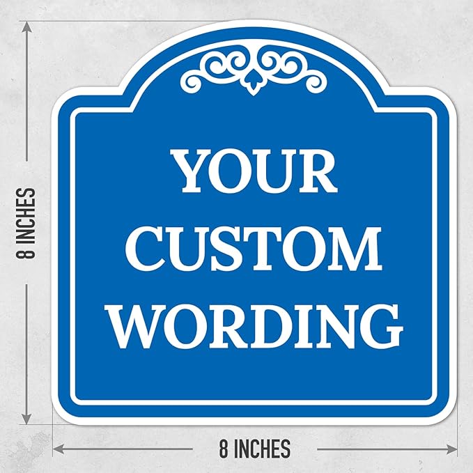 Custom Decorative Sign, Personalized Metal Sign for Business, Driveway, Home, Airbnb, Office Door Plaque, Blue Background, 8x8 Inches, ACM, Fade Resistant, Made in USA