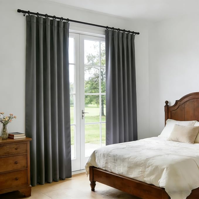 Room Divider Blackout Curtain Track Curtains Wall Dividers Panels Screen for Living Rooms Bedroom Office Privacy Partition Separation, W52 × L96 Inch,1 Panel, Grey