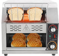 1900W Commercial Conveyor Toaster, 1-7 Gears Electric Stainless Steel Restaurant Toaster Oven with Grid & Crumb Tray Maximum Heating 300°C/572°F for Restaurants, Hotels (300 Slices/Hour)