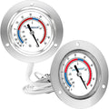 Cooler Thermometer Commercial, Refrigerator Thermometer, Walk in Cooler Thermometer, Analog Panel Mount Thermometer, Range -40 to 65 ℉, 2" Dial Stainless Steel Flange(Pack of 2)
