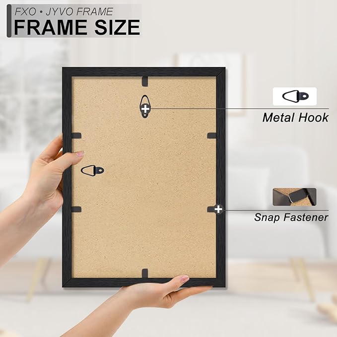 Engineered Wood 9.5x13 Picture Frame Set of 2, Black Frame for 9.5 x 13 Inch Picture Poster Photo, Light Weight 9.5 by 13 Frame with Wood-grain for Wall - 2 Pack/Black/9.5"x13"