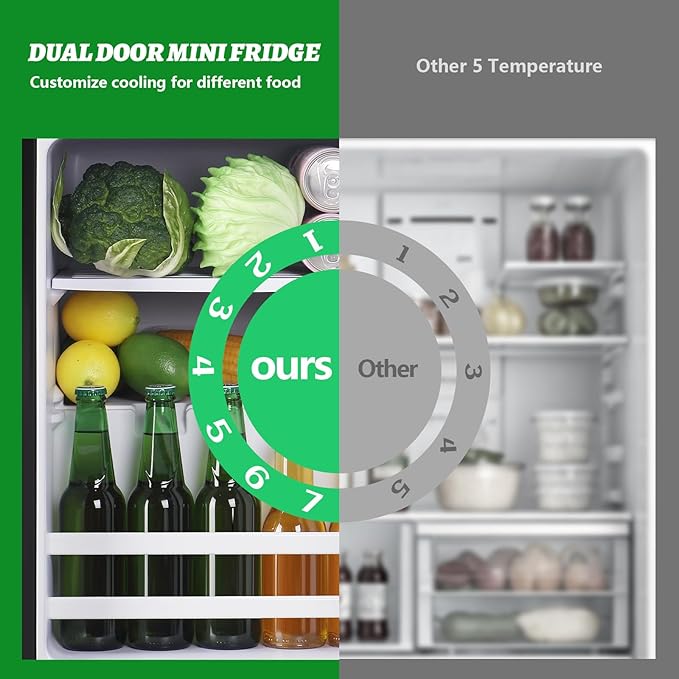 2.4 Cu.ft Mini Fridge with Top Freezer Apartment Size Dual Door Compact Refrigerator for Personal Use Small Fridge with Egg tray, 7 Temperature Control For Dorm, White