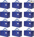 Moving Bags Heavy Duty Extra Large, Moving Boxes, Moving Supplies Essentials, Blue Storage Bins with Lids, Plastic Packing Totes, Storage Bags for Clothes with Handles & Zippers(Blue, 12 Pack)