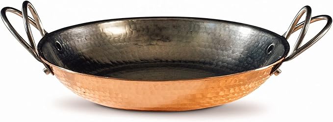 Sertodo 6 Inch Hand-Hammered Copper Paella Pan | Heavy-Gauge Pure Copper Frying Pan & Skillet | Artisan Cookware for Cooking & Serving – Alicante Style