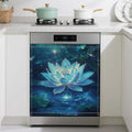 Glowing Lotus Flower Magnetic Dishwasher Cover,Dishwasher Covers for The Front Magnetic Dishwasher Panel Decal Cover for Kitchen 23x26inch