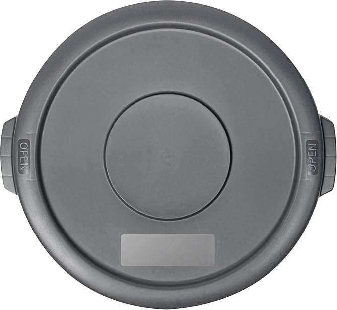 Restaurantware-LID ONLY: RW Clean Waste Container Lid, 1 Round Trash Can Cover - Waste Bin Sold Separately, For 10 Gallon Dustbin, Built-In Handle, Gray Plastic Garbage Can Cover, Heavy-Duty