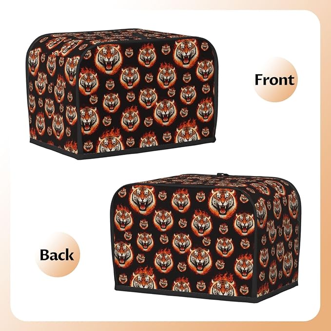 2 Slice Toaster Dust Cover Angry Fierce Wild Animal Art, Stain Resistant Washable Fabric, Fingerprint Protection Kitchen Accessories