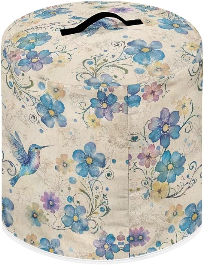 Xoenoiee Blue Hummingbird Floral Print Pressure Cooker Cover for Instant Pot, Kitchen Appliance Dust Cover with Pockets for Rice Cooker Air Fryer Slow Cooker, for 3 Qt Pot